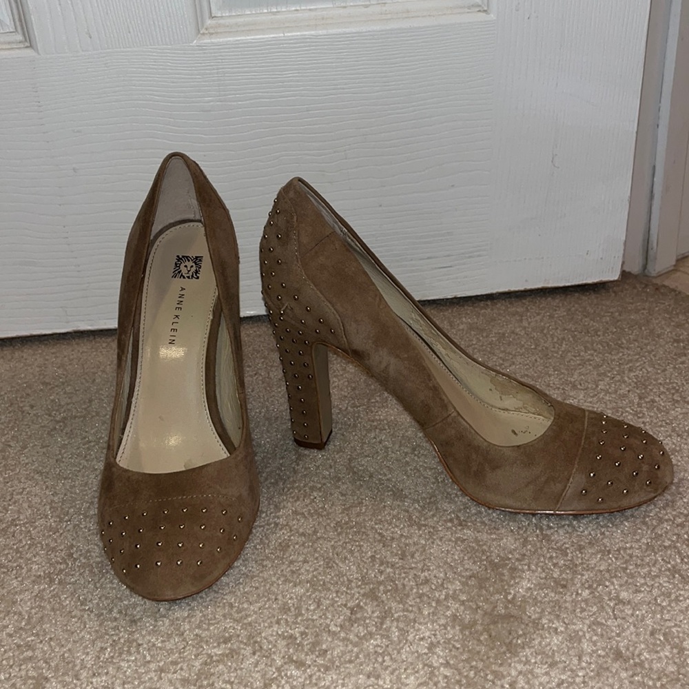 Anne Klein suede studded heels